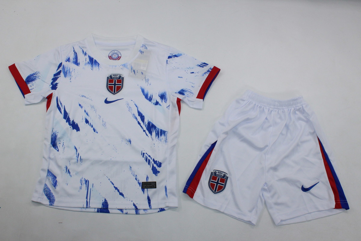 Kids-Norway 2024 Away White Soccer Jersey